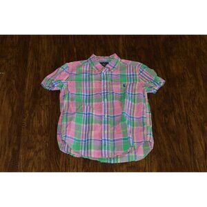 Ralph Lauren Boys Size M 7 Pink Plaid Button Up Shirt Preppy Madras Pastel